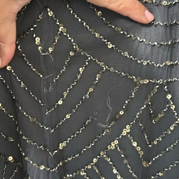 Adrianna Papell Beaded Dress in a slate/grayish blue color - Picture 2 of 3